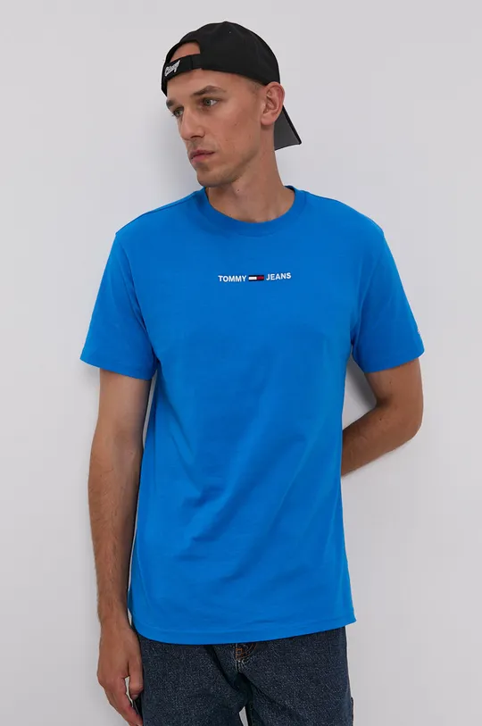 niebieski Tommy Jeans T-shirt bawełniany DM0DM09701.4890 Męski