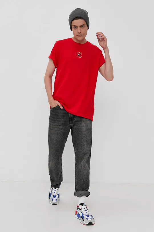 Bavlnené tričko Tommy Jeans červená
