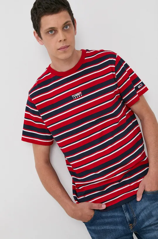 červená Bavlnené tričko Tommy Jeans Pánsky