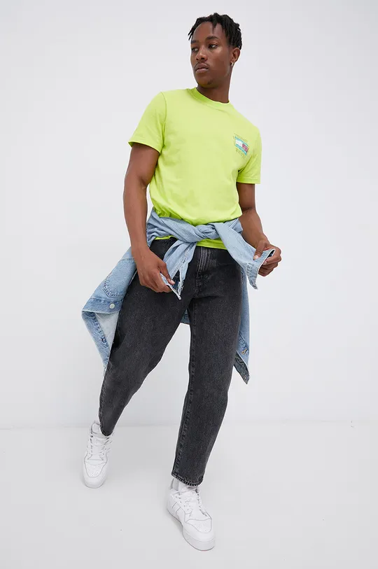 Tommy Jeans T-shirt bawełniany DM0DM11613.4890 zielony