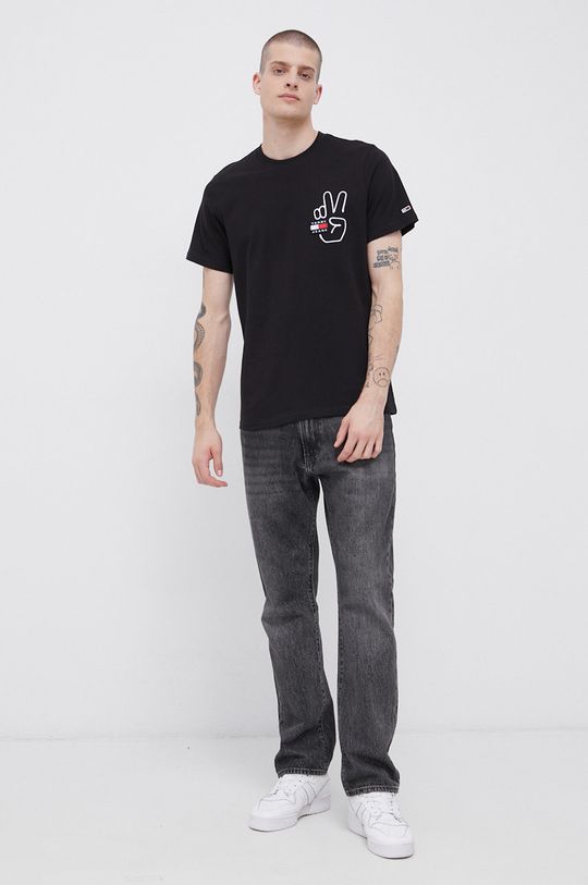 Tommy Jeans T-shirt bawełniany czarny