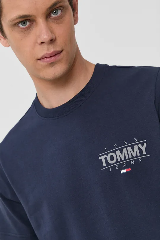 tmavomodrá Bavlnené tričko Tommy Jeans