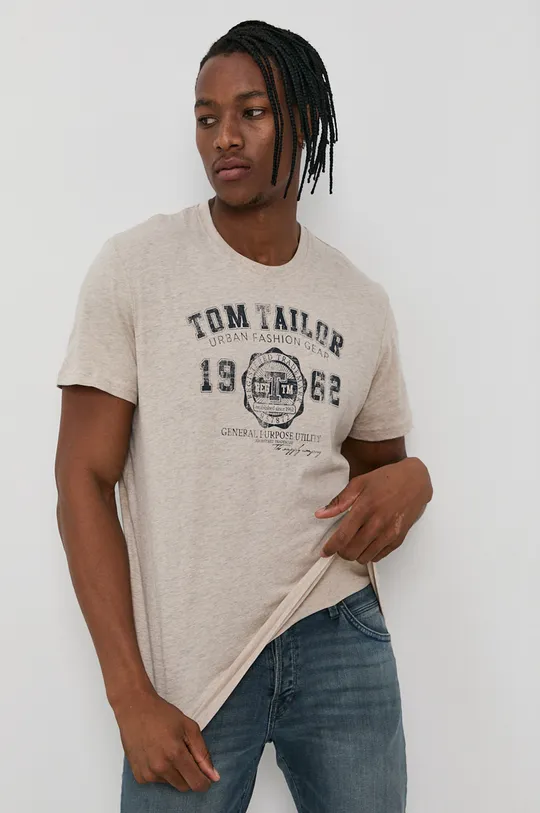 beżowy Tom Tailor T-shirt Męski