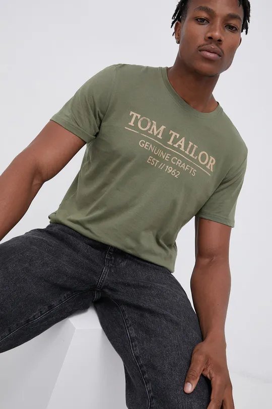 zielony Tom Tailor T-shirt bawełniany Męski