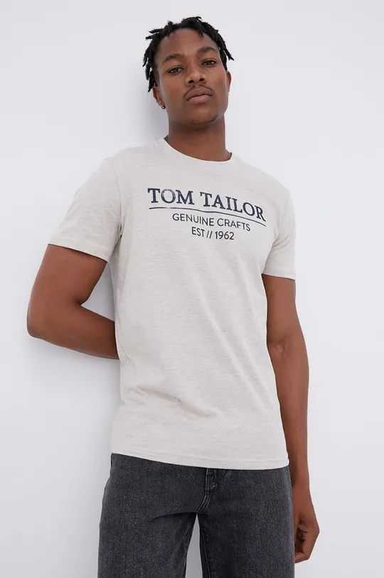 beżowy Tom Tailor T-shirt bawełniany Męski