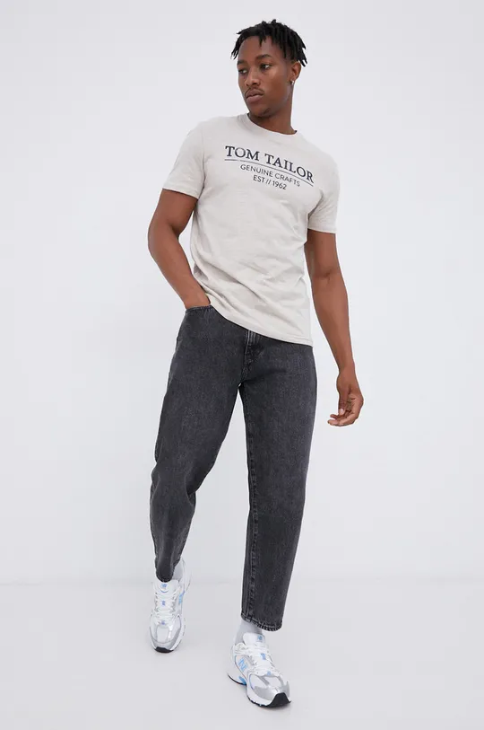 Tom Tailor T-shirt bawełniany beżowy