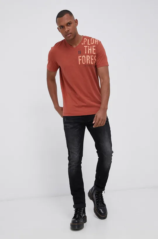 Βαμβακερό μπλουζάκι Tom Tailor πορτοκαλί