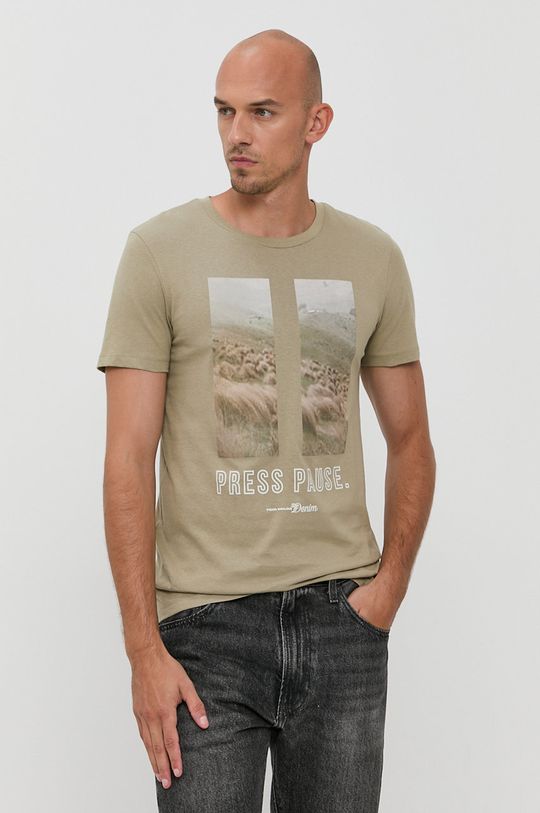 Bavlnené tričko Tom Tailor olivová