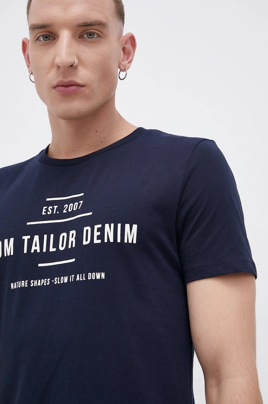 granatowy Tom Tailor T-shirt bawełniany