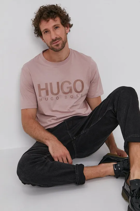 beżowy Hugo T-shirt 50454191 Męski