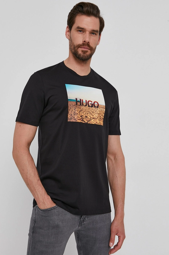 czarny Hugo T-shirt 50459428 Męski