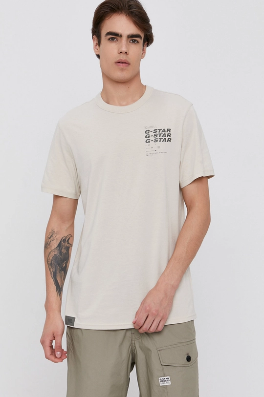 beżowy G-Star Raw T-shirt D20481.336 Męski