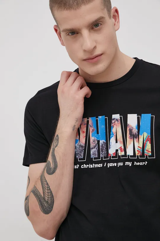 crna Pamučna majica Jack & Jones x Wham!