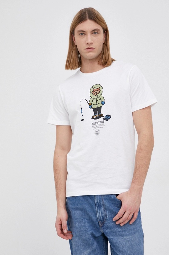 biały Jack & Jones T-shirt bawełniany Męski