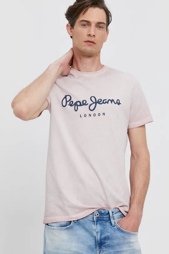 różowy Pepe Jeans T-shirt West Męski