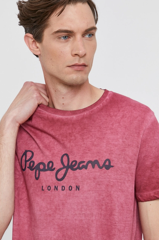 czerwony Pepe Jeans T-shirt West Męski