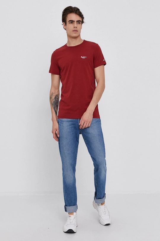 Tričko Pepe Jeans Original Basic 3 burgundské