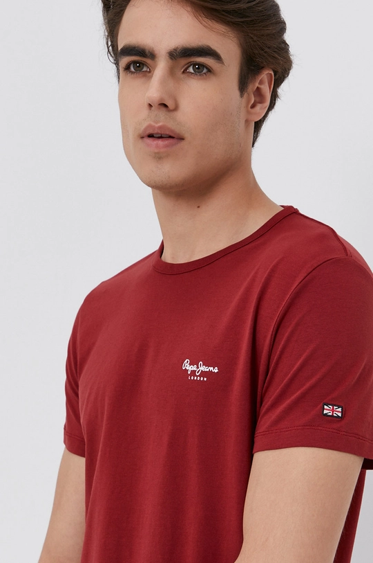 bordowy Pepe Jeans T-shirt Original Basic 3