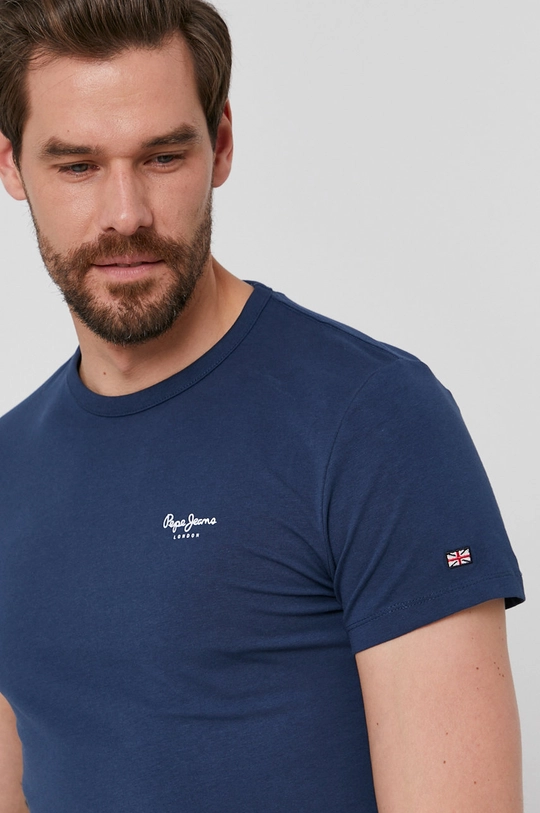 granatowy Pepe Jeans T-shirt Basic Męski