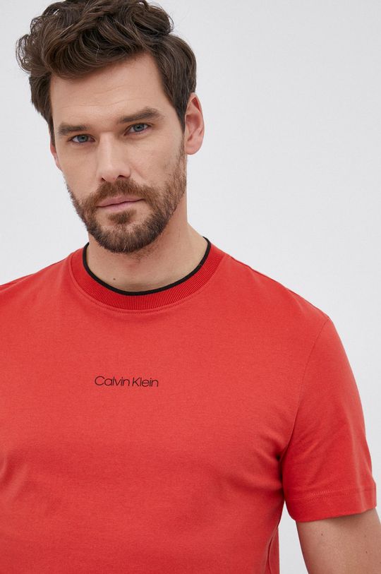 czerwony Calvin Klein T-shirt bawełniany Męski