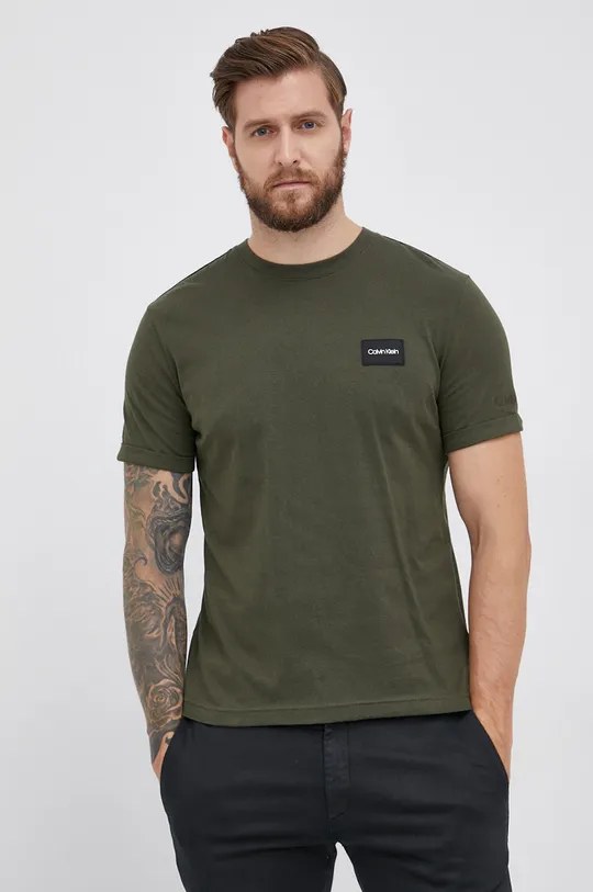 zielony Calvin Klein T-shirt bawełniany Męski
