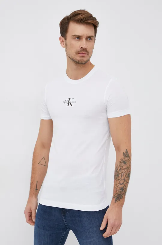 Calvin Klein Jeans T-shirt bawełniany J30J317092.4890 biały