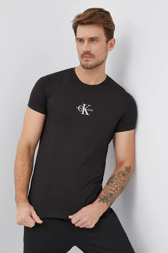 czarny Calvin Klein Jeans T-shirt bawełniany J30J317092.4890