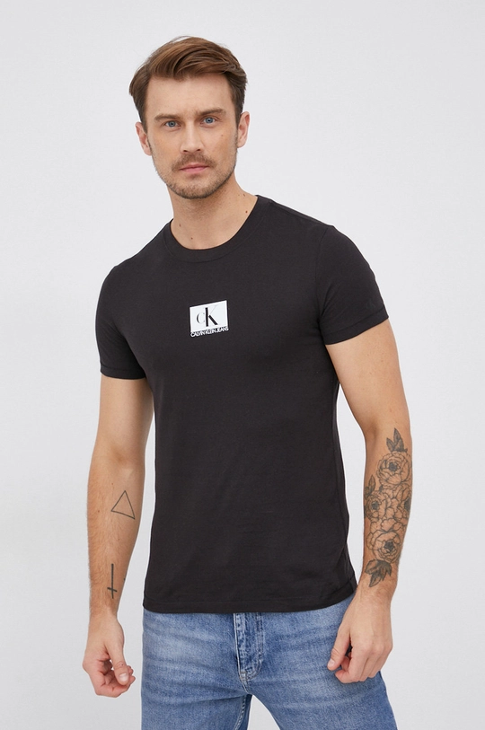 czarny Calvin Klein Jeans T-shirt bawełniany J30J318745.4890 Męski