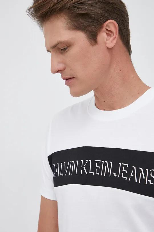 biały Calvin Klein Jeans T-shirt bawełniany J30J319296.4890