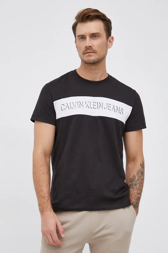 czarny Calvin Klein Jeans T-shirt bawełniany J30J319296.4890 Męski