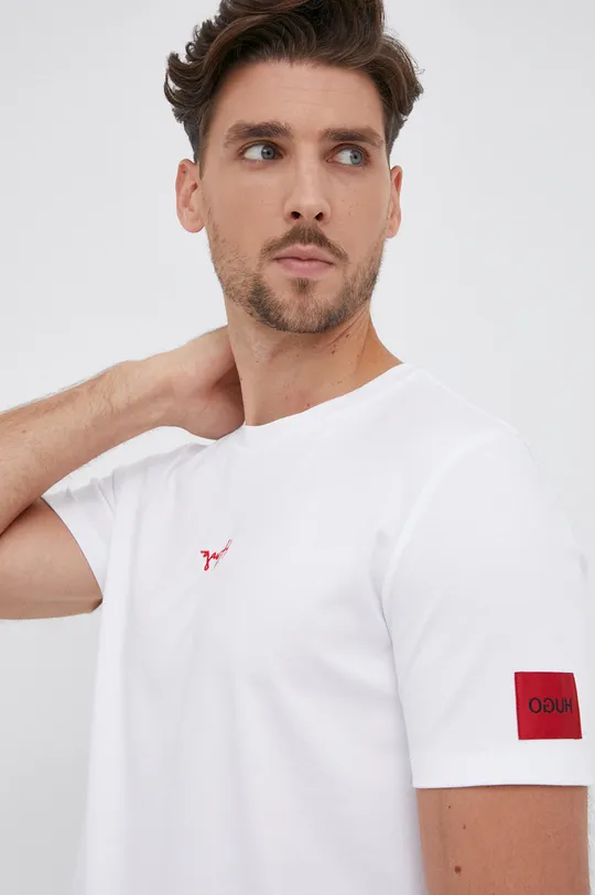 λευκό Hugo - Βαμβακερό μπλουζάκι Ανδρικά