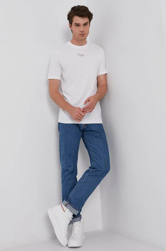 Hugo T-shirt bawełniany 50456165 biały