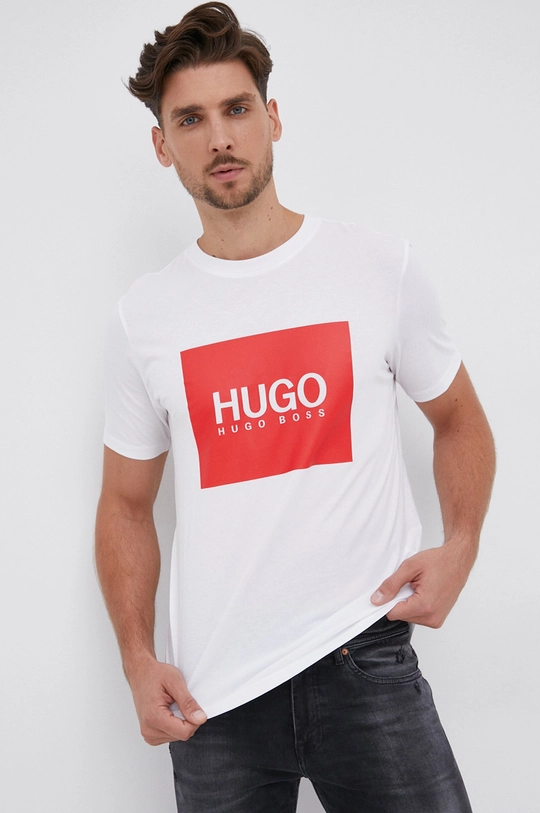 λευκό Βαμβακερό μπλουζάκι Hugo Ανδρικά