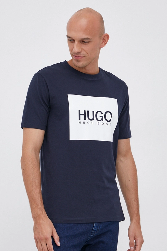 granatowy Hugo T-shirt bawełniany 50456378 Męski