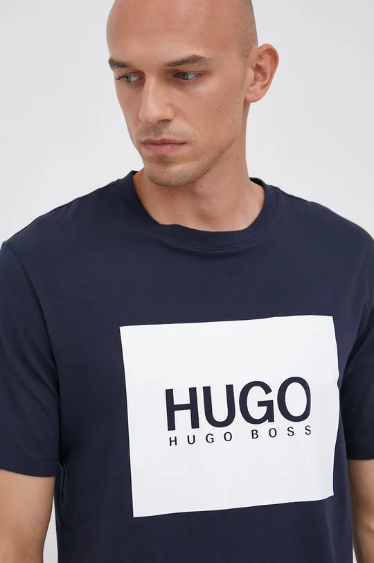 тёмно-синий Хлопковая футболка Hugo