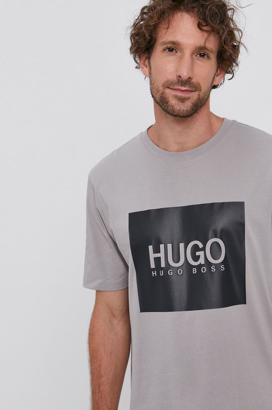 šedá Bavlněné tričko Hugo Pánský