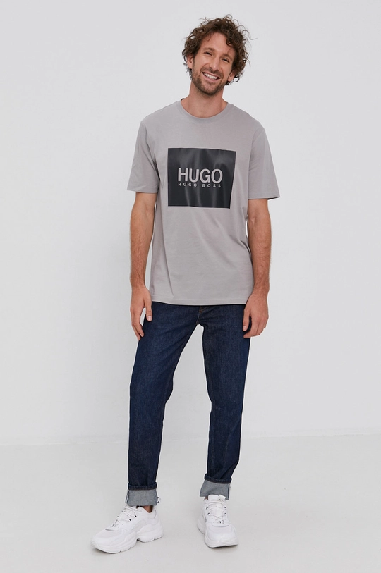 Hugo T-shirt bawełniany 50456378 szary