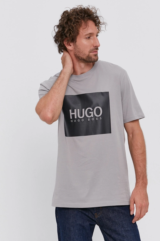 szary Hugo T-shirt bawełniany 50456378