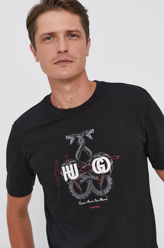 czarny Hugo T-shirt bawełniany 50457131