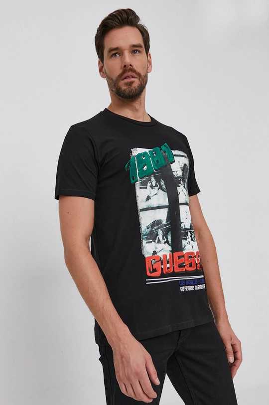 Guess T-shirt bawełniany czarny