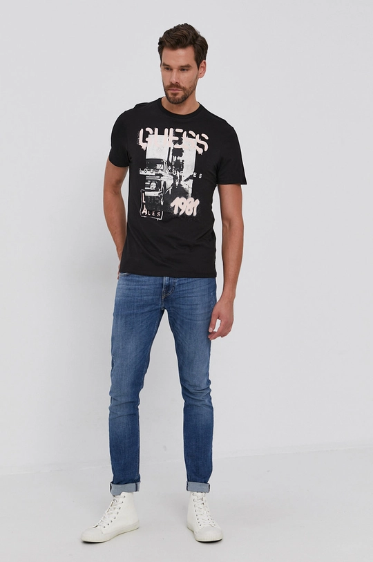 Guess T-shirt bawełniany czarny