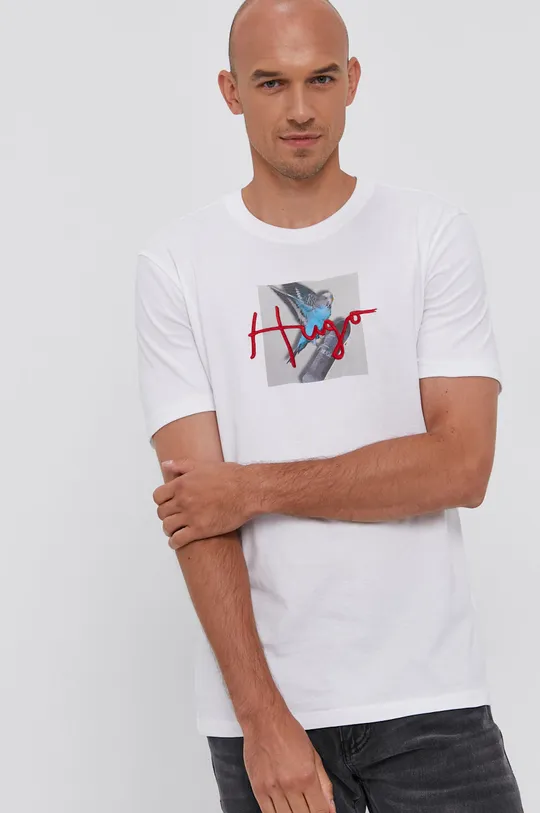 biały Hugo T-shirt bawełniany 50457138 Męski