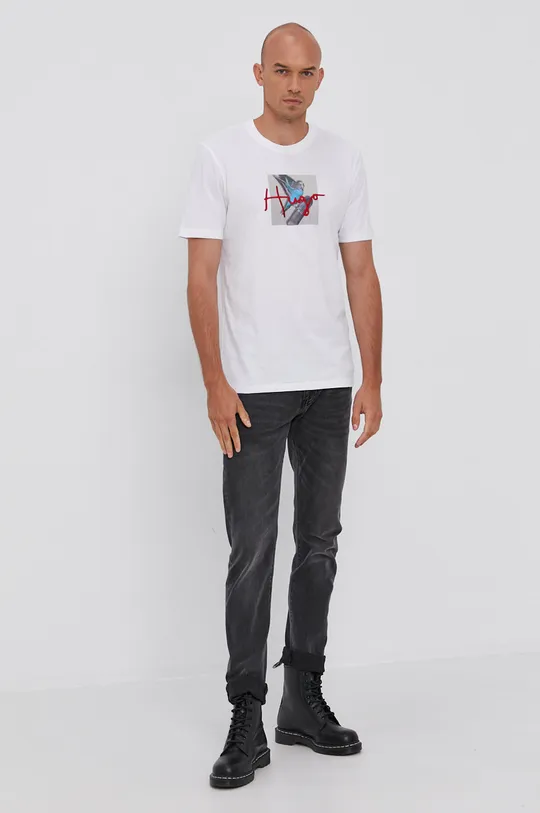 Hugo T-shirt bawełniany 50457138 biały