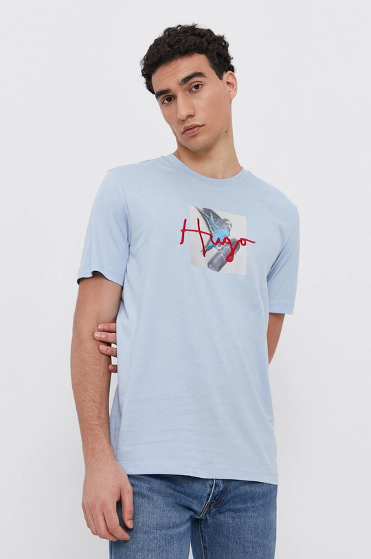 niebieski Hugo T-shirt bawełniany 50457138 Męski