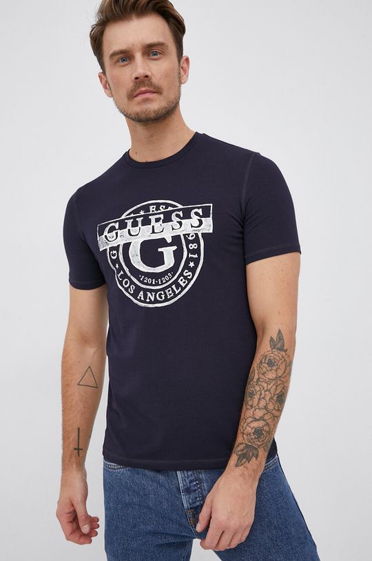 granatowy Guess T-shirt Męski