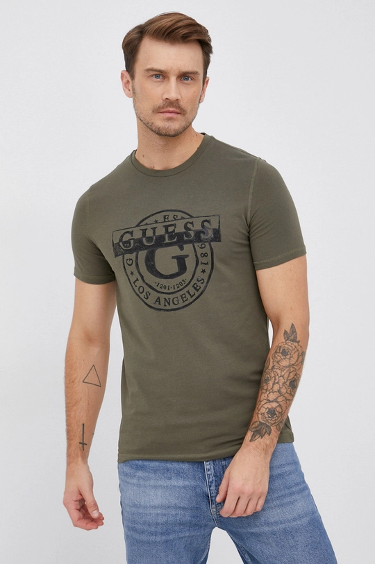 zielony Guess T-shirt Męski