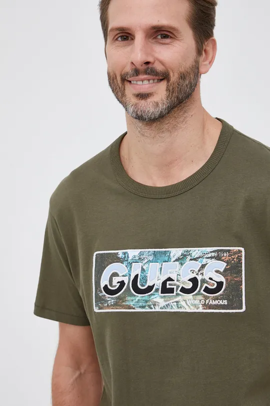 zelená Bavlnené tričko Guess