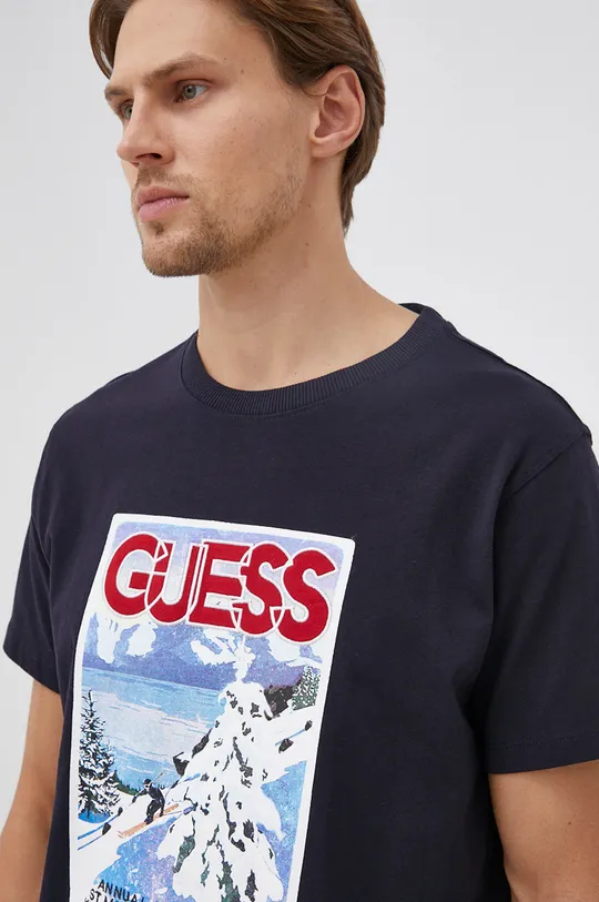 granatowy Guess T-shirt bawełniany