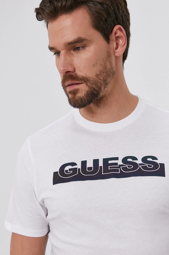 biały Guess T-shirt bawełniany