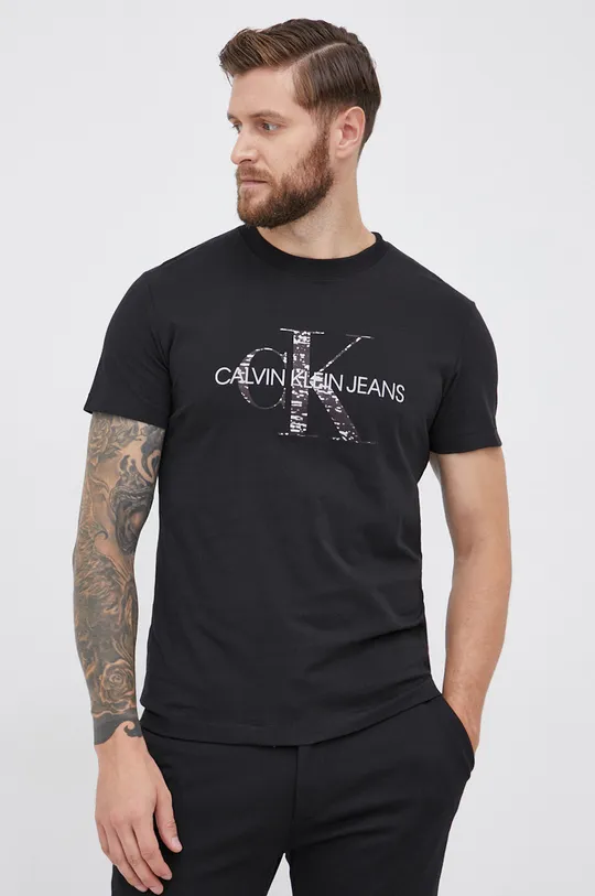 czarny Calvin Klein Jeans T-shirt bawełniany J30J318723.4890 Męski